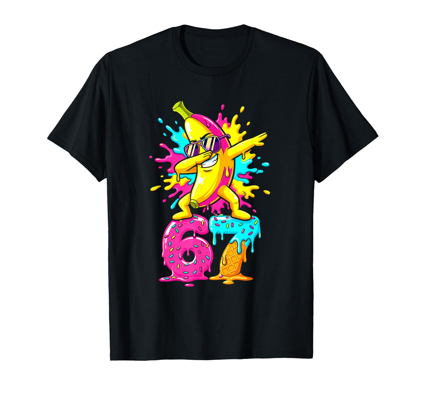 Funny 67 Baseball Ice Cream Six Seven Dabbing Banana T-Shirt