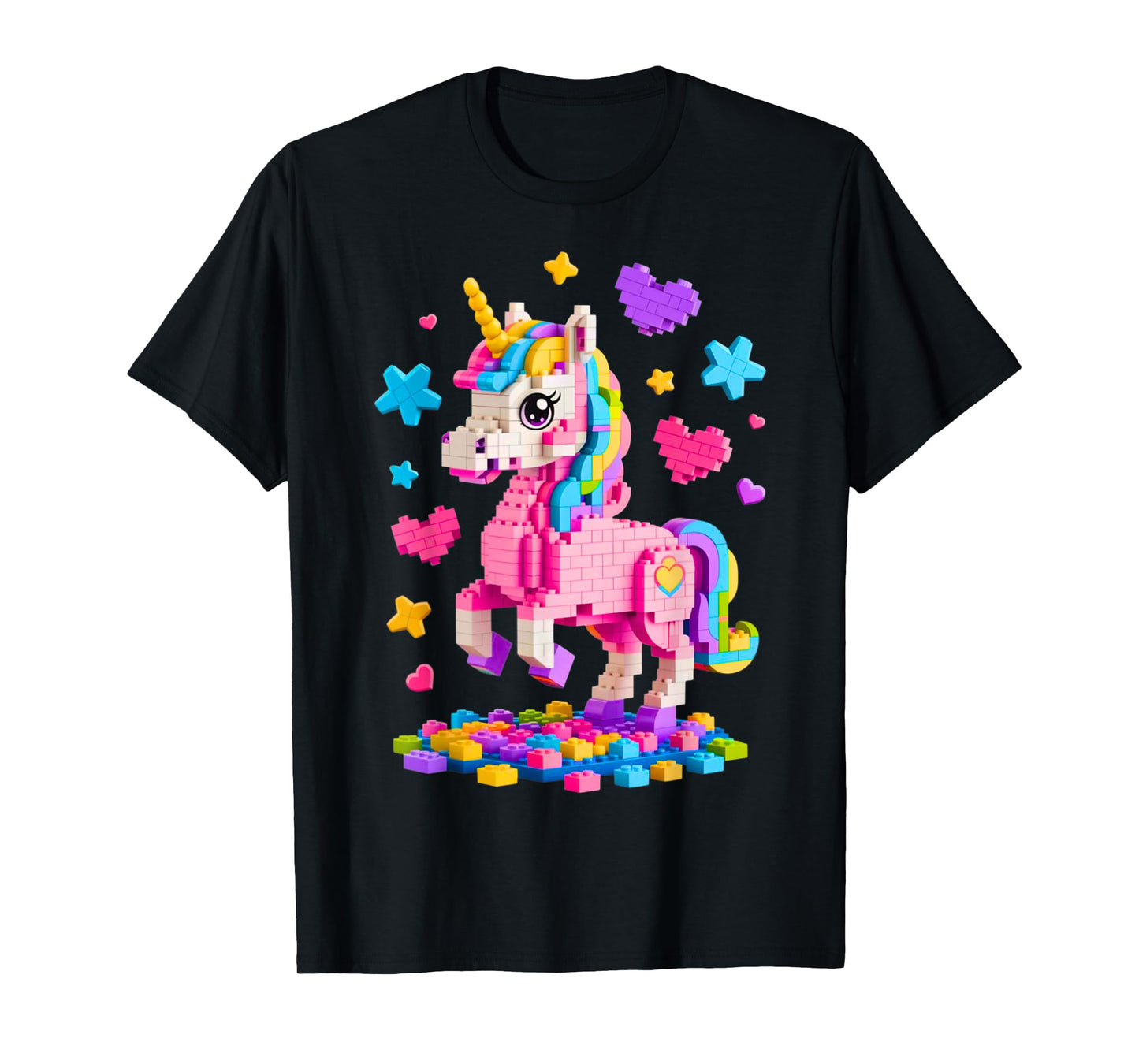 Unicorn Lover Master Builder Building Bricks Blocks Toy Kids T-Shirt