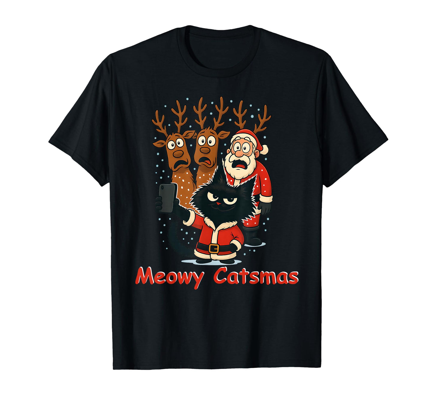 Meowy Catsmas Cats Christmas Funny Holiday Cat T-Shirt