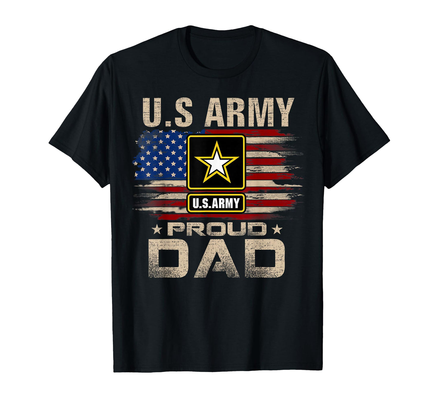 Vintage U.S Army Proud Dad with American Flag T-Shirt