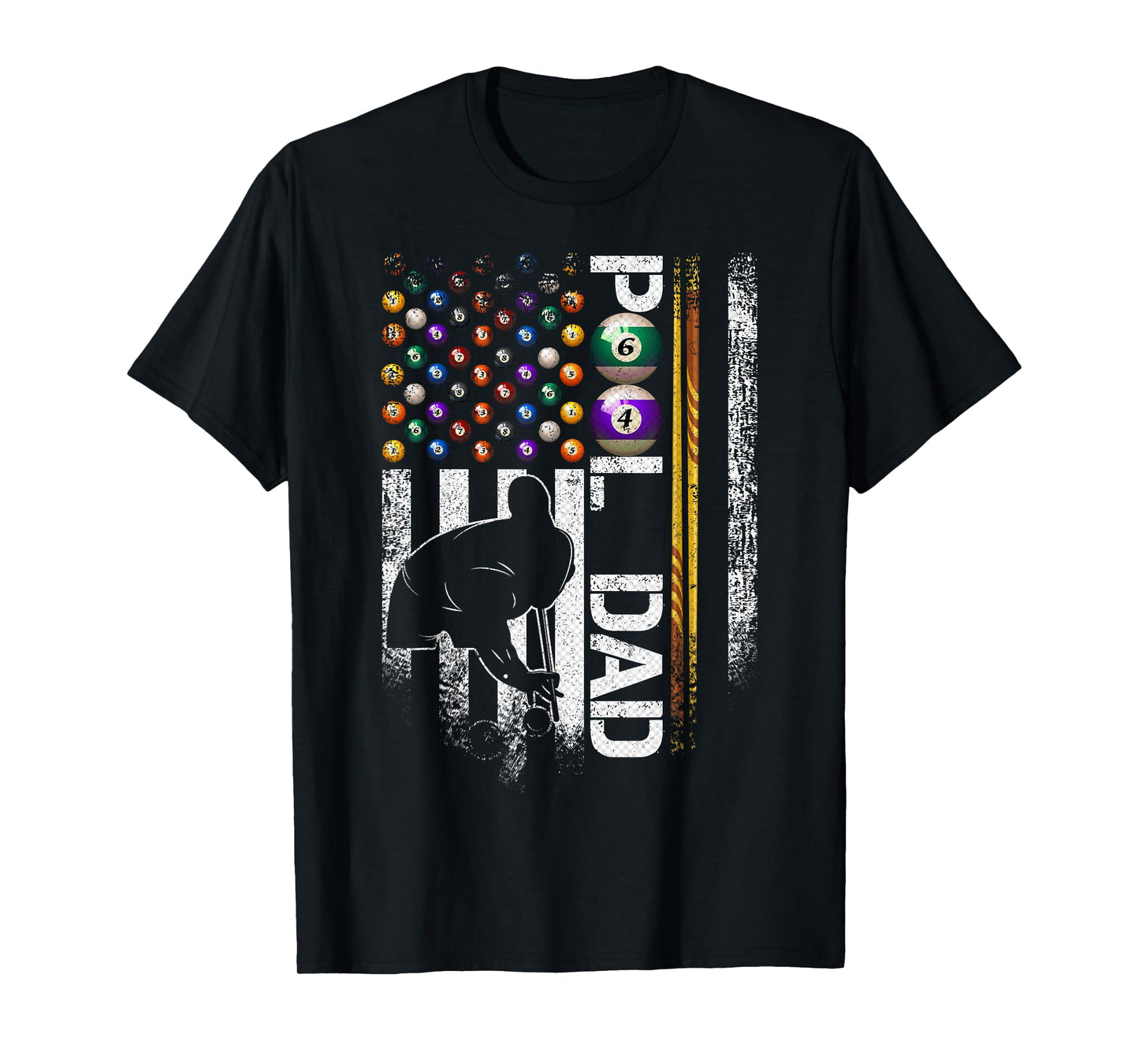 Vintage USA Flag Billiards Player, Proud Pool Dad T-Shirt