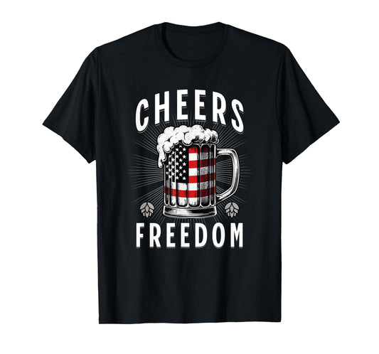 4th of July Beer Drinking American Flag Pride Merica USA T-Shirt for Women Men