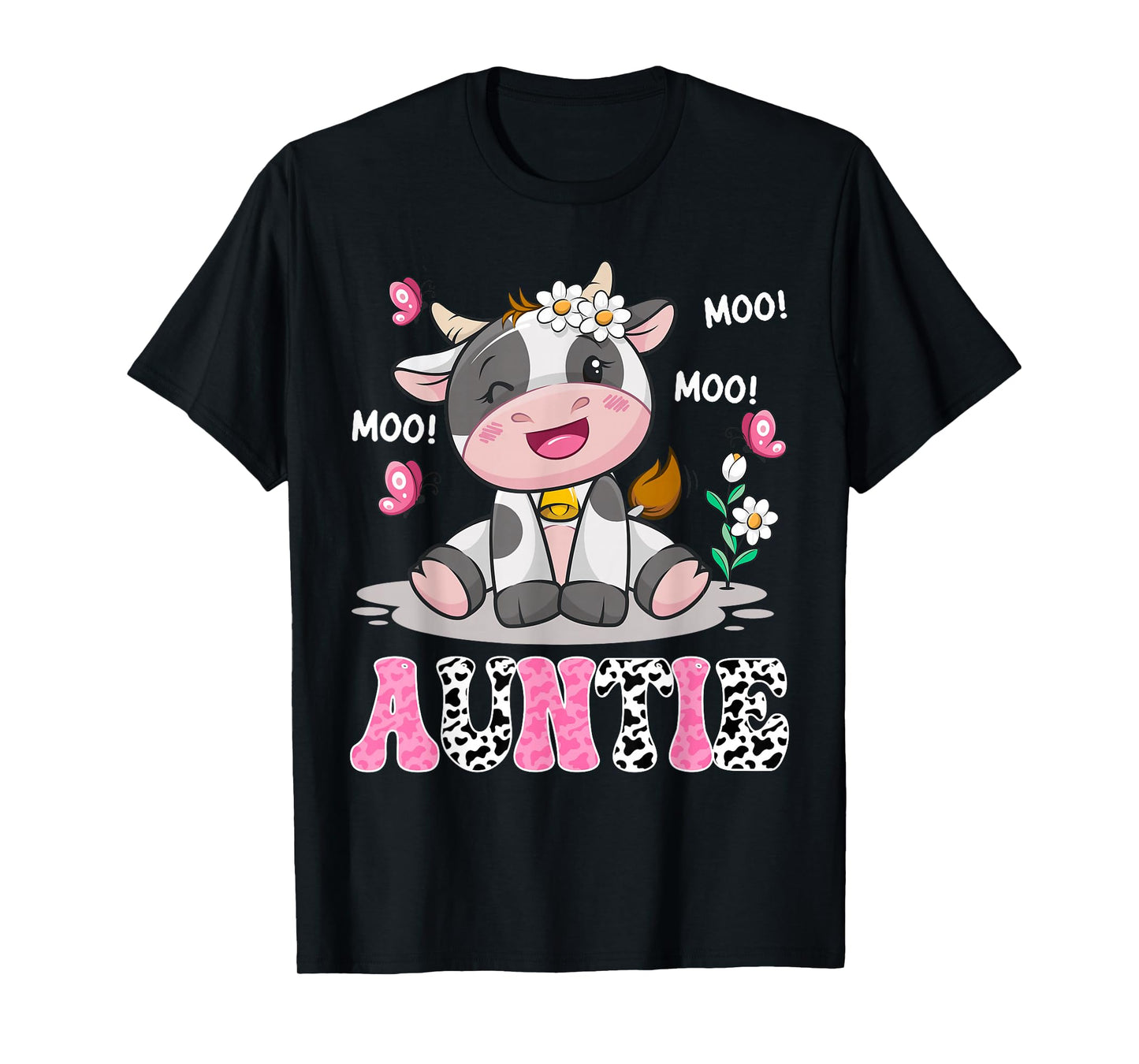 Auntie Cute Cow Moo Moo Farmer Birthday Family Matching T-Shirt