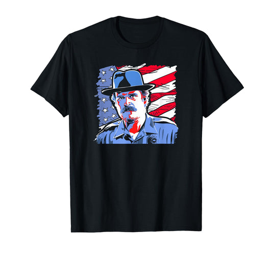 Stranger Things Jim Hopper Poster USA Flag Americana T-Shirt