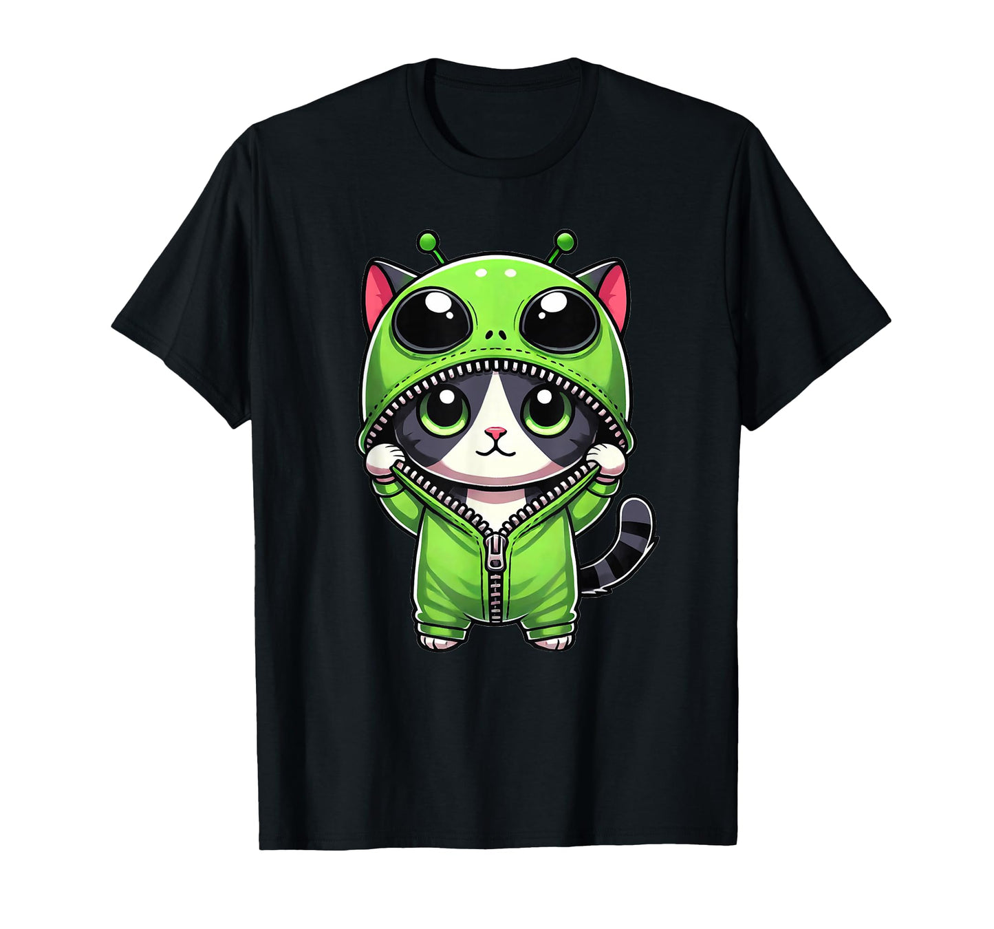Cute Cat Dressed as Alien Funny Cat Lover T-Shirt