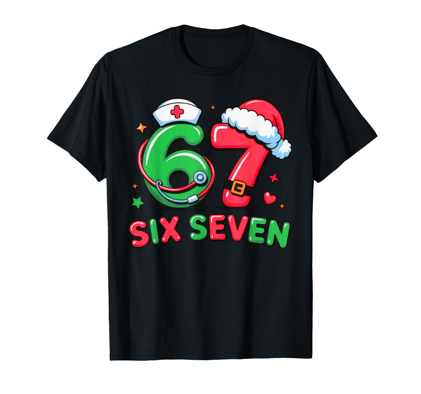 67 Meme Six Seven Women Men Nurse Christmas Matching Family T-Shirt