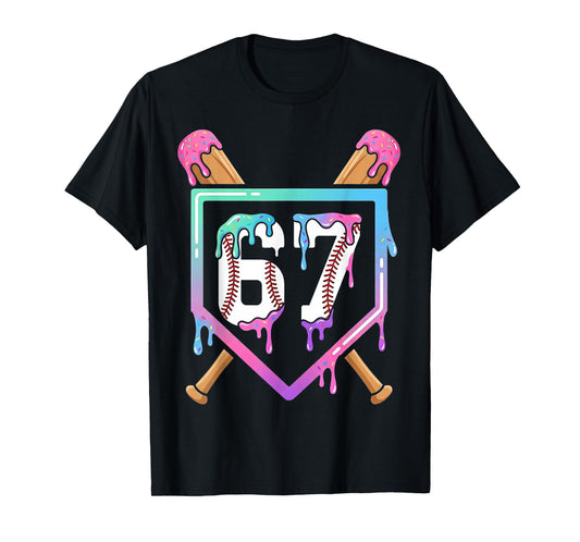 Baseball Ice Cream Drip 67 Player Dabbing Six Seven Boys T-Shirt