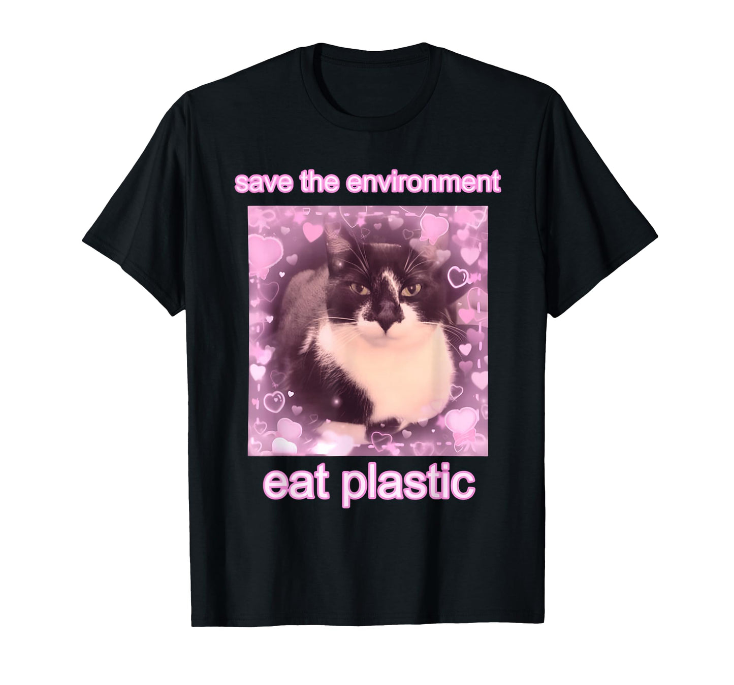 Cat Save The Environment Eat Plastic T-Shirt