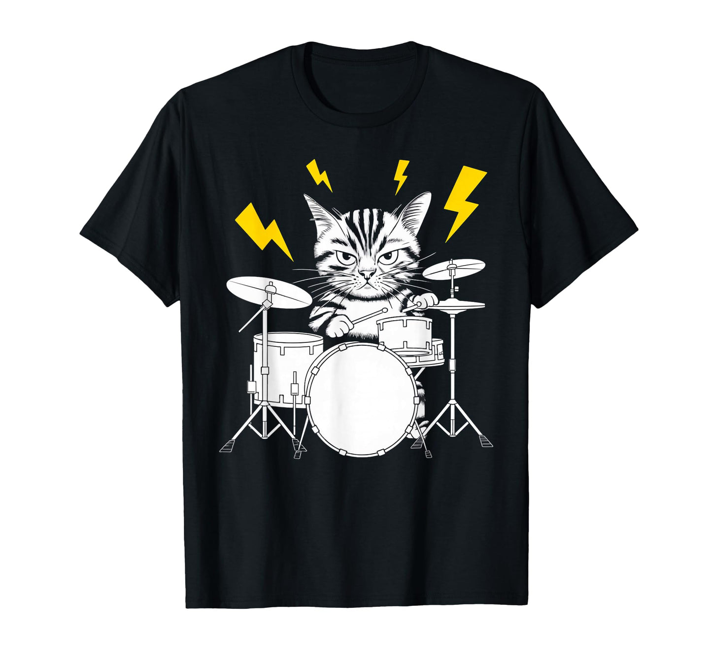 Rockstar Drummer Cat on Cat Drums T-Shirt