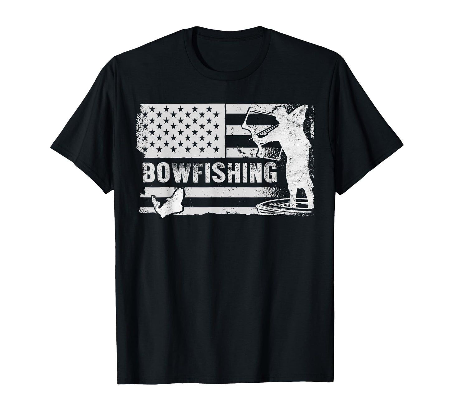 Bowfishing Vintage Look American Flag, Bow Hunting For Fish T-Shirt
