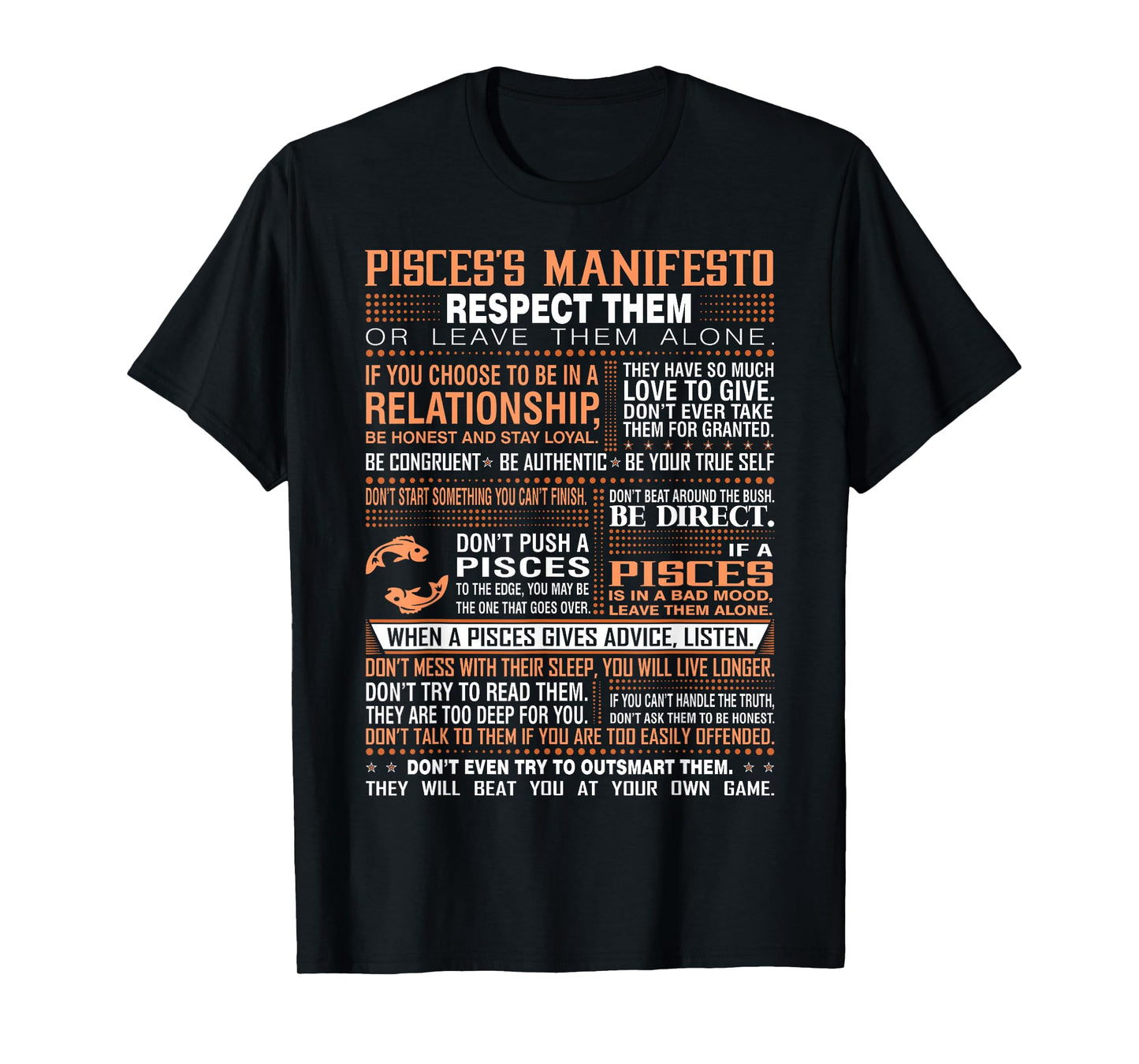 Pisces Manifesto Respect Or Leave Them Alone Zodiac Tshirt T-Shirt