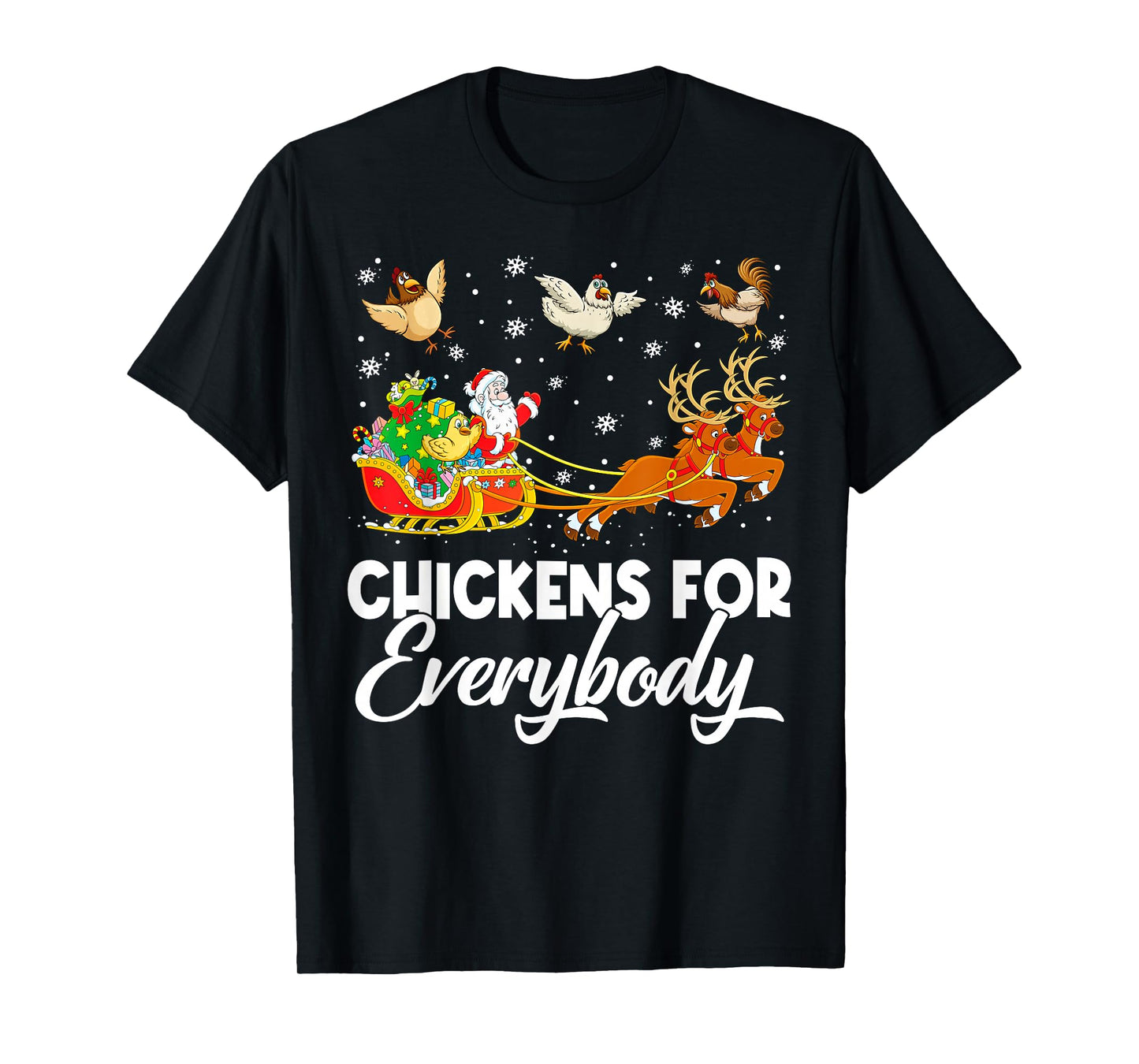 Chickens for Everybody Santa Sleigh Merry Christmas Pajamas T-Shirt