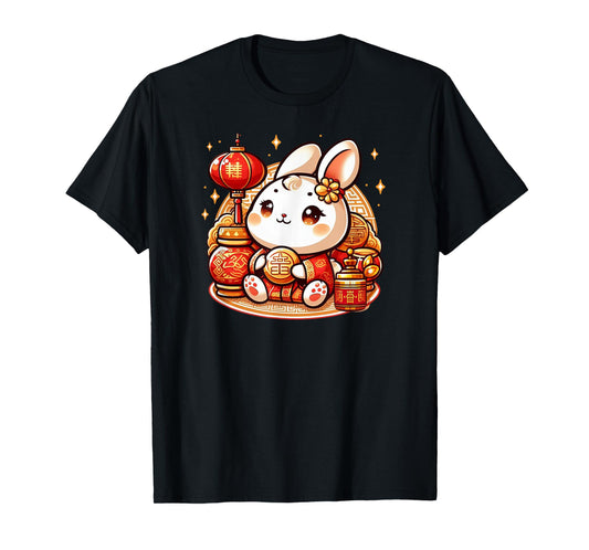 Cute Kawaii Rabbit Gold Red Chinese Lunar New Year Lucky T-Shirt