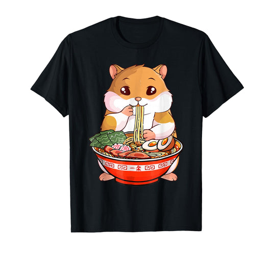 Cute Hamster Ramen Lover Funny Kawaii Noodle Design T-Shirt