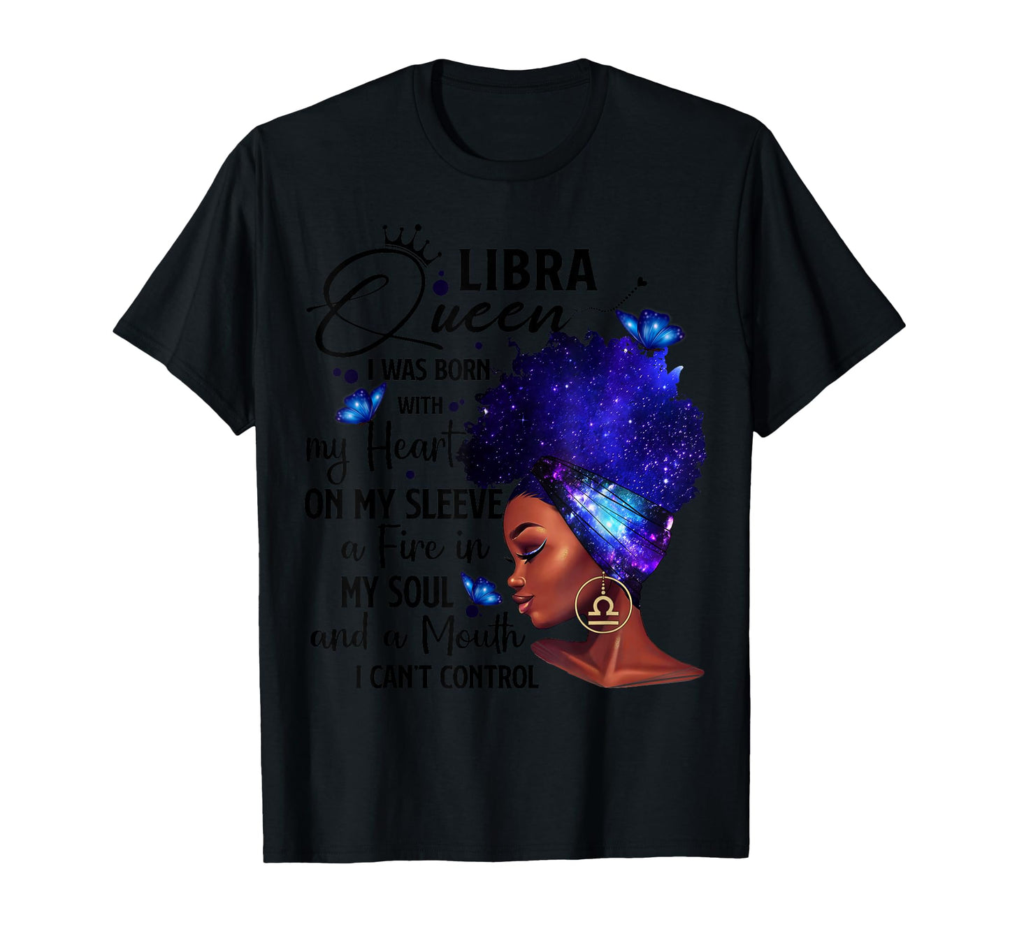 Libra Queen Afro Melanin Girl Birthday Gift for Black Women T-Shirt