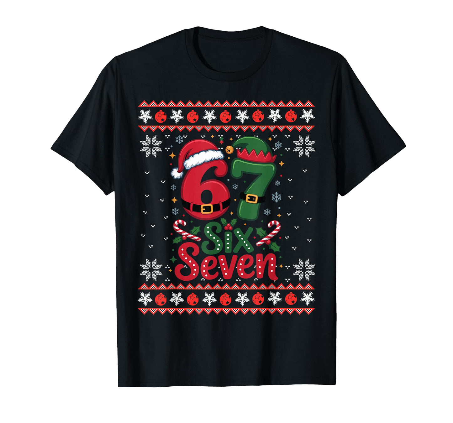 Six Seven Christmas 6 7 Ugly Christmas Sweater Boys Men Kids T-Shirt