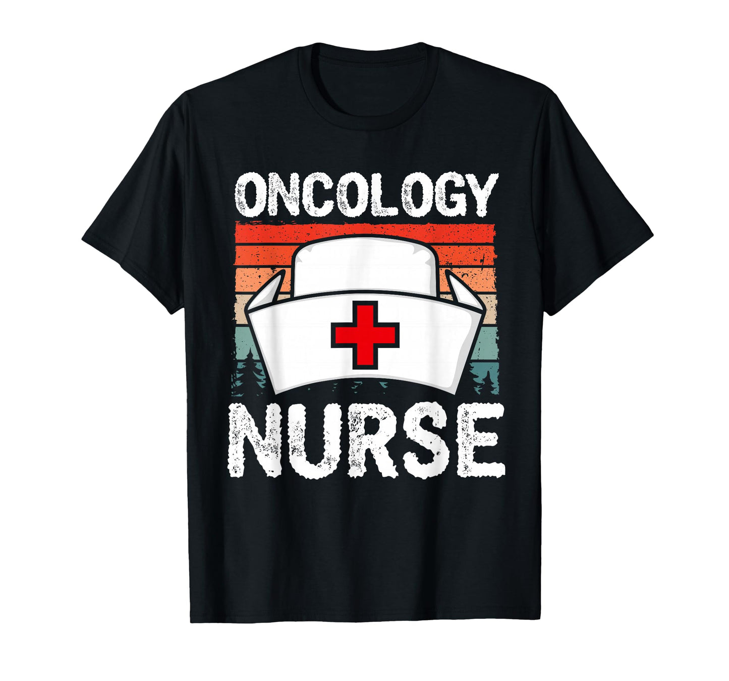 Cute Oncology Nurse Vintage Sunset Medical Nursing Scrubs T-Shirt