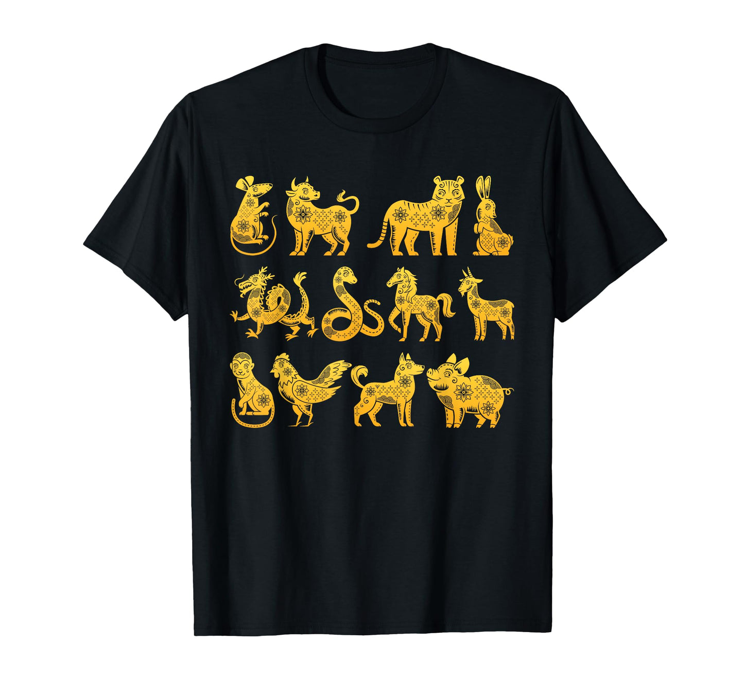 Happy Lunar New Year Animals 12 Chinese Zodiac Signs Order T-Shirt