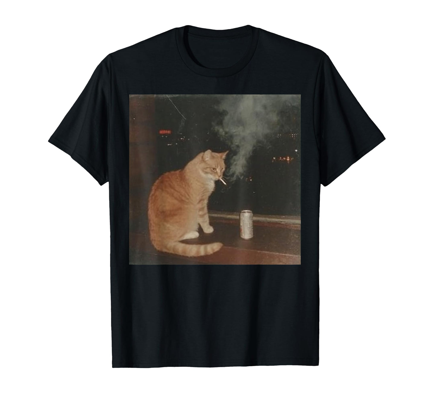 Cigarette Kitten Drinking Beer Cat Meme Gen Y2k Funny T-Shirt