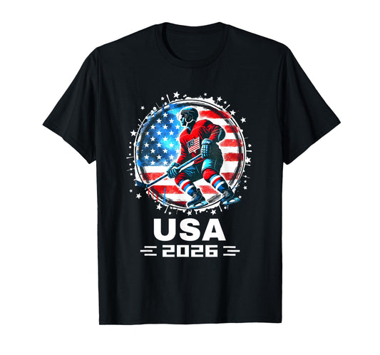 USA Team 2026 United States American Flag Hockey USA T-Shirt