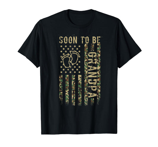 Soon To Be Grandpa American Flag Camouflage Grandpa US Flag T-Shirt