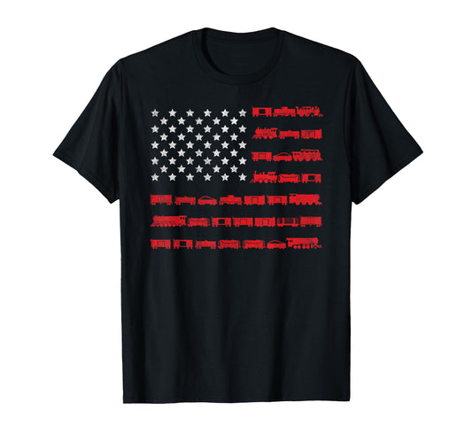 American Flag Railroad Train T-Shirt Gift T-Shirt