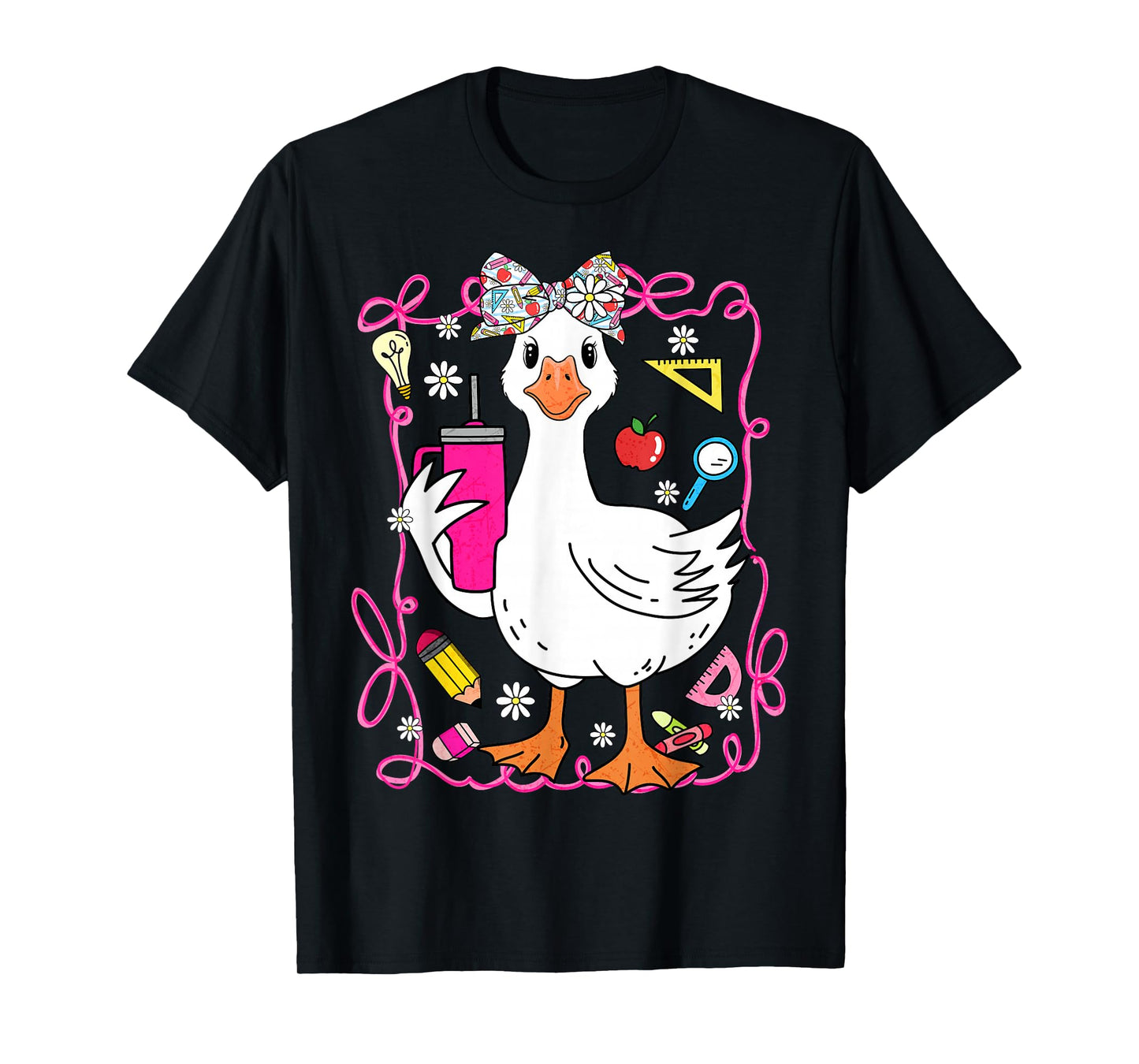 Cute Teacher Goose Funny Back to School Animal Design T-Shirt
