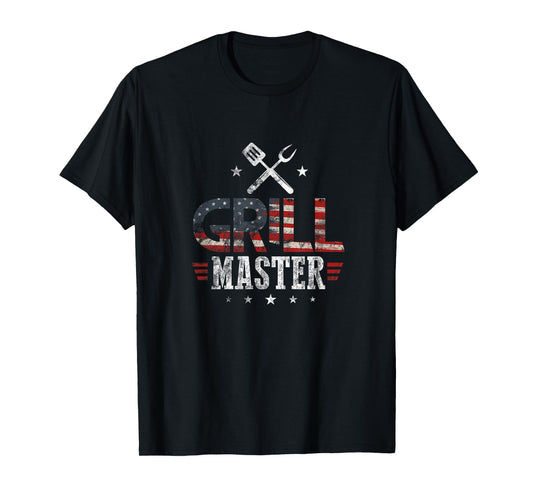 Grill Master USA Flag Patriotic Barbeque BBQ 4th of July T-Shirt