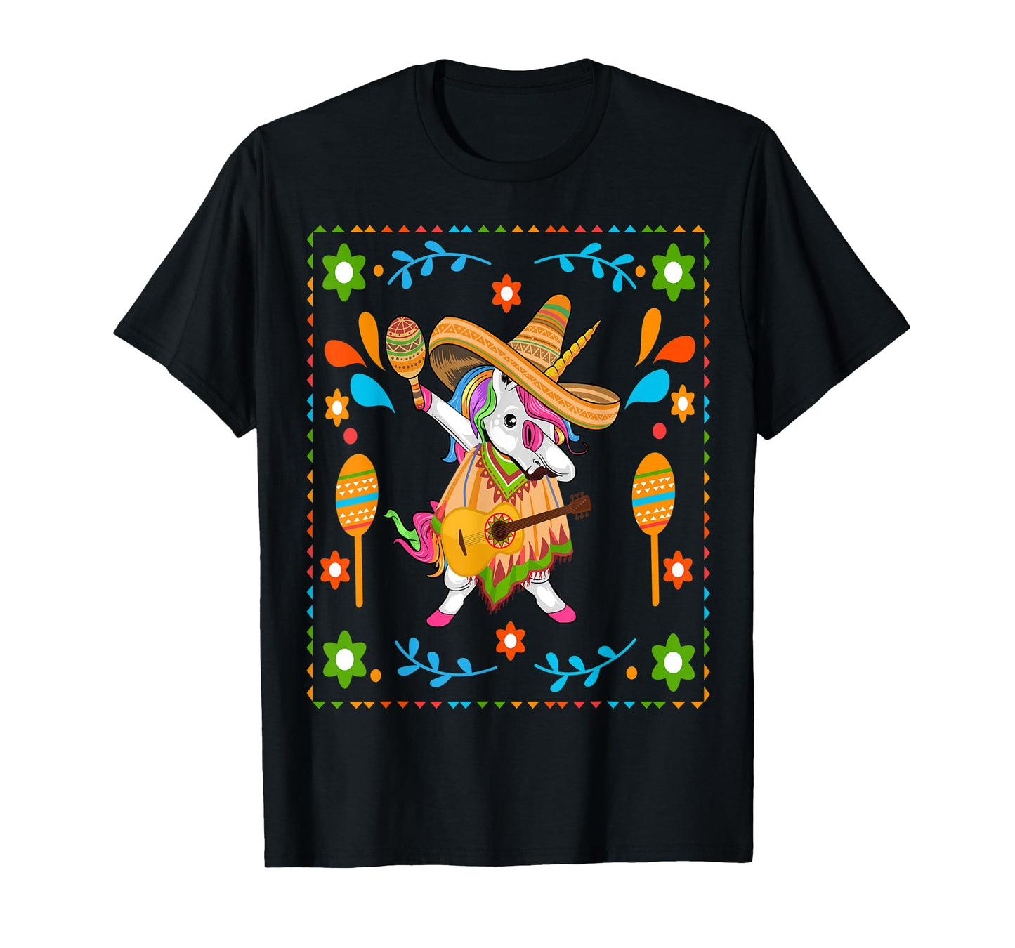 Dabbing Unicorn Poncho Cinco de Mayo Men Sombrero Funny Dab T-Shirt