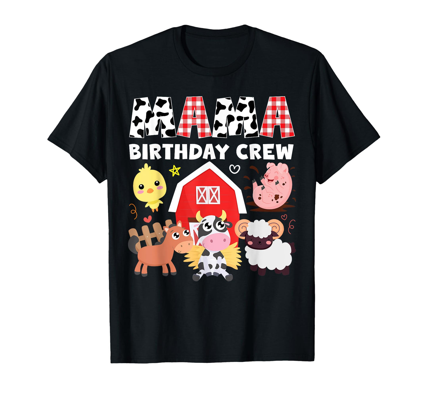 Cow Mama Birthday Crew Farm Theme Animals Birthday Party T-Shirt