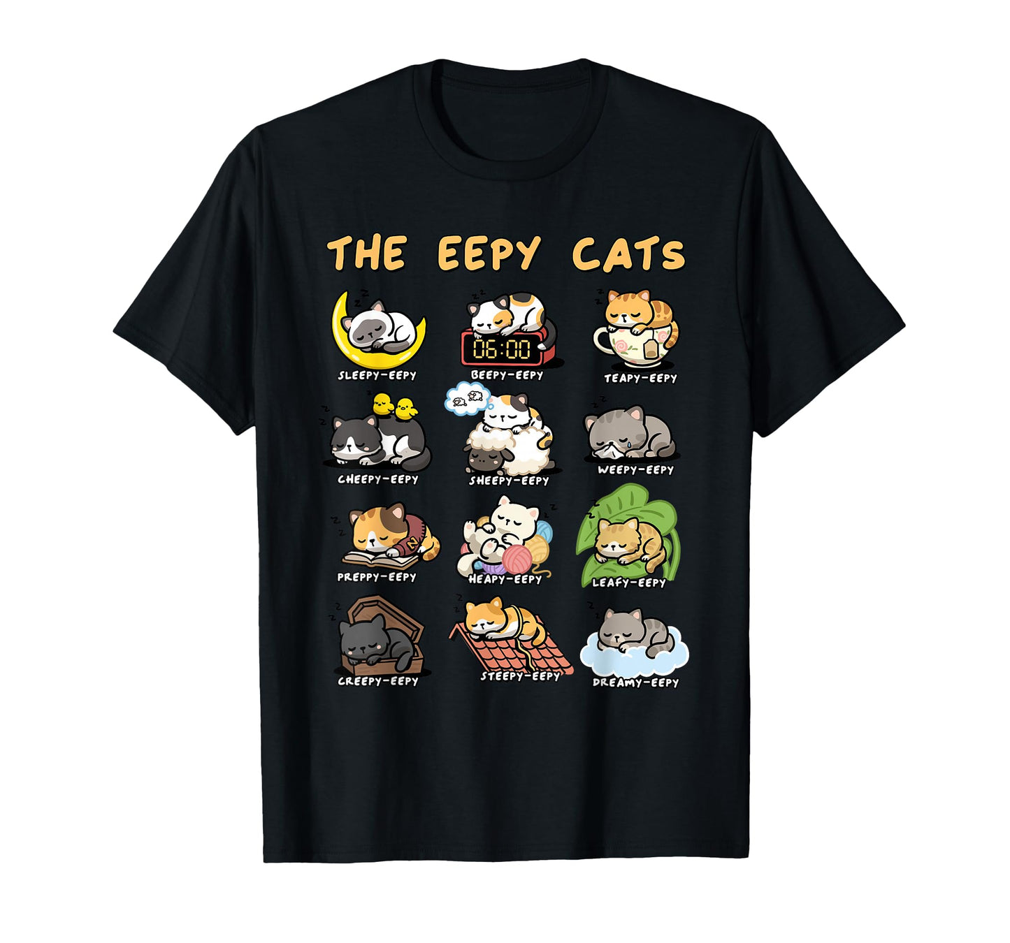 The Eepy Cats Funny Sleeping Cat Pun Collection Design T-Shirt