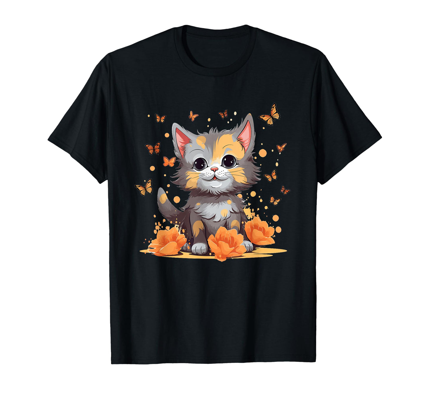 Cute Cat With Flowers I Kids Cat T-Shirt
