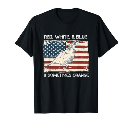 American Flag Quail Hunting Patriotic T Shirt Gift T-Shirt for Women Kids Men