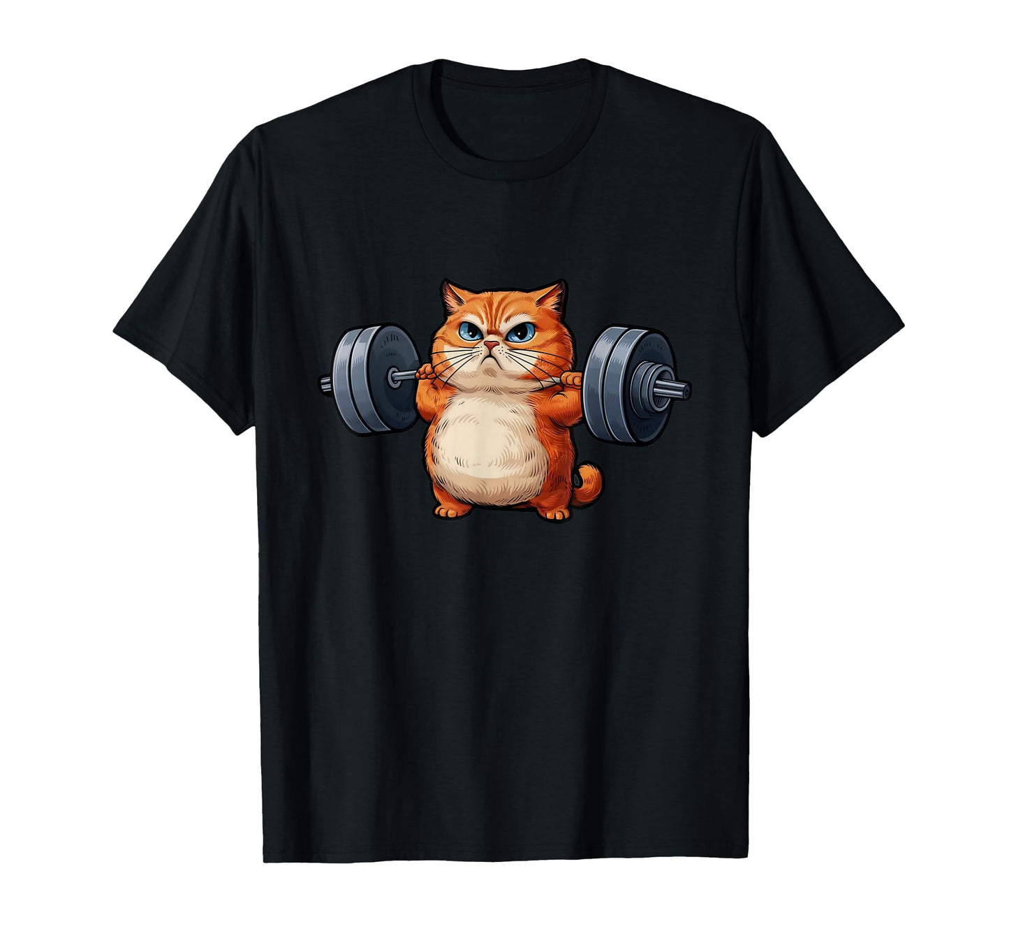 Cat Weightlifting T-Shirt- Funny Cat Workout and Fitness Tee T-Shirt