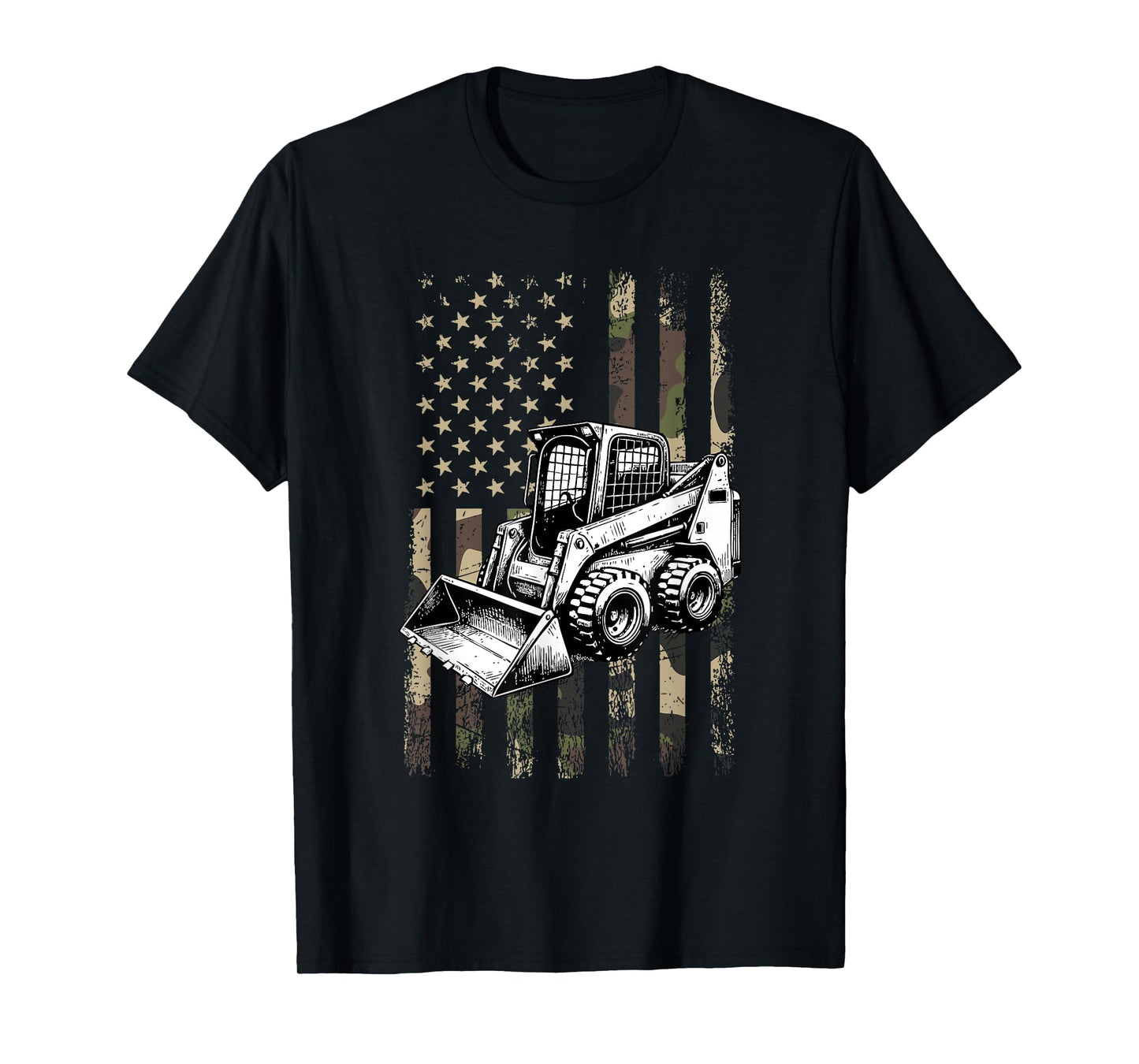 skid steer, american flag construction skid steer T-Shirt