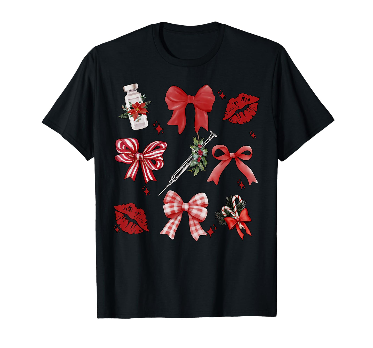 Christmas Aesthetic Nurse Injector Coquette Bow Botox Dealer T-Shirt