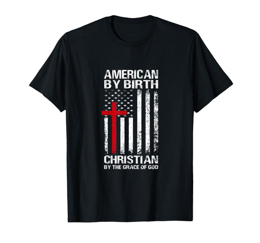 American Flag Cross Patriotic Religious Christian USA Faith T-Shirt