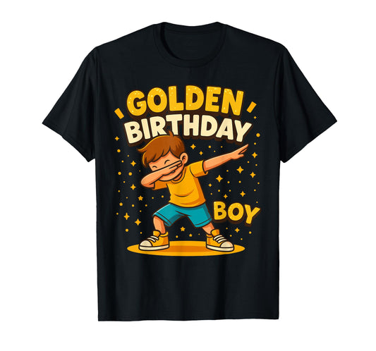 Golden Birthday Boys Bday Toddlers Birthday Party Decoration T-Shirt