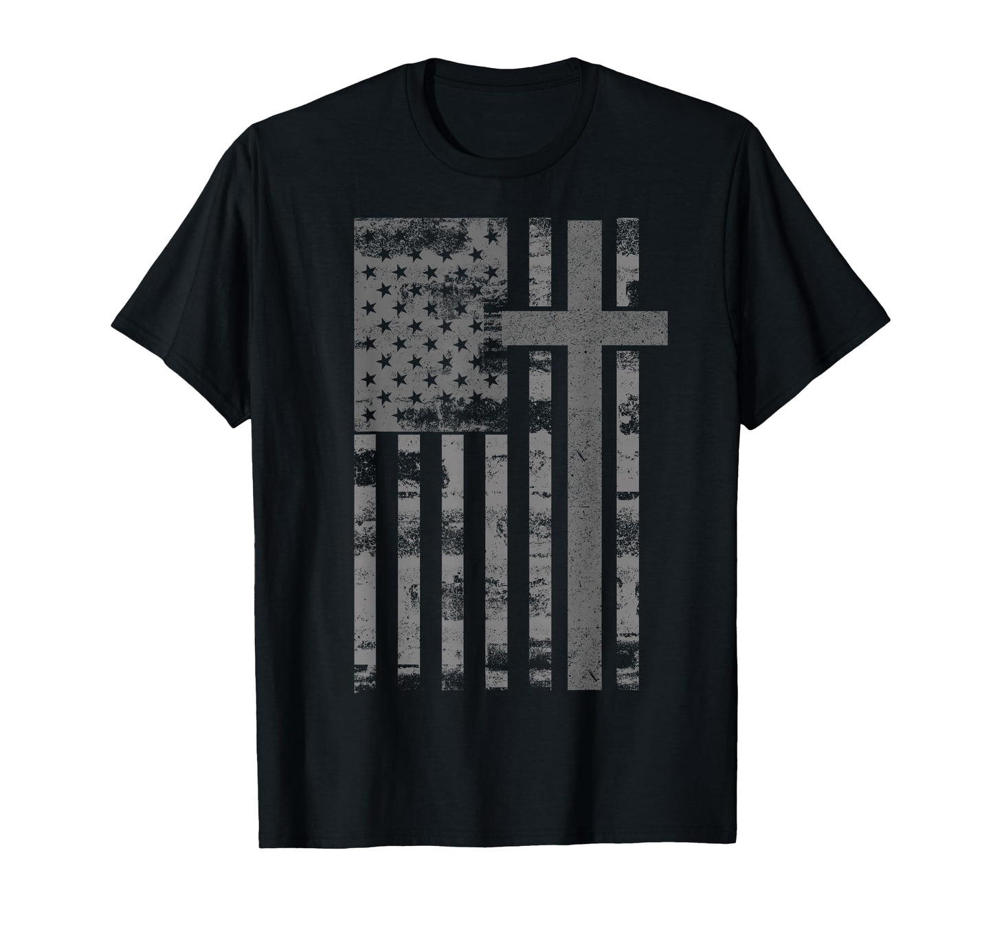 American USA Flag Christian Faith Cross Patriotic Grunge T-Shirt