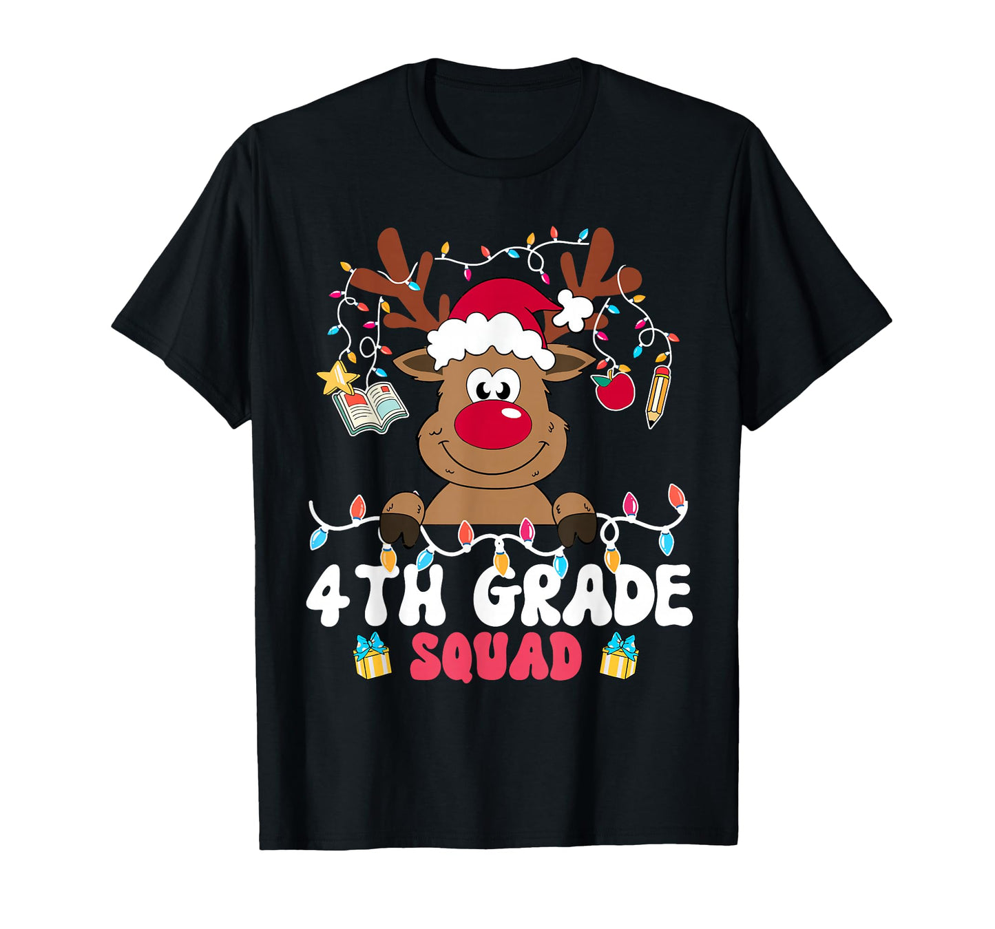 4th Grade Squad Reindeer Christmas Fourth Grade Teacher Xmas T-Shirt