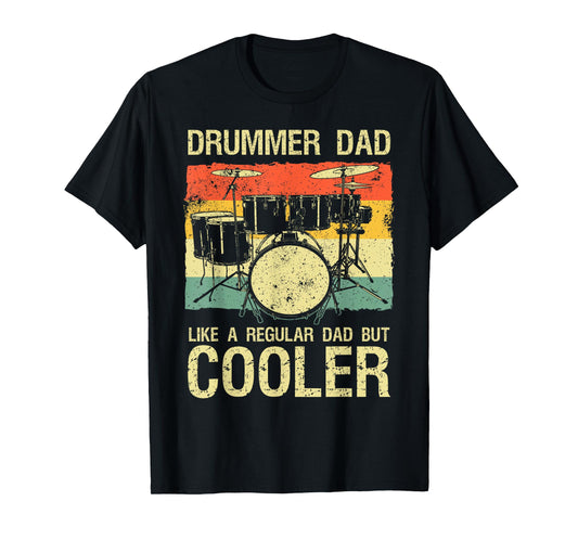 Best Drummer Dad Art For Men Father Music Drums Set Player T-Shirt