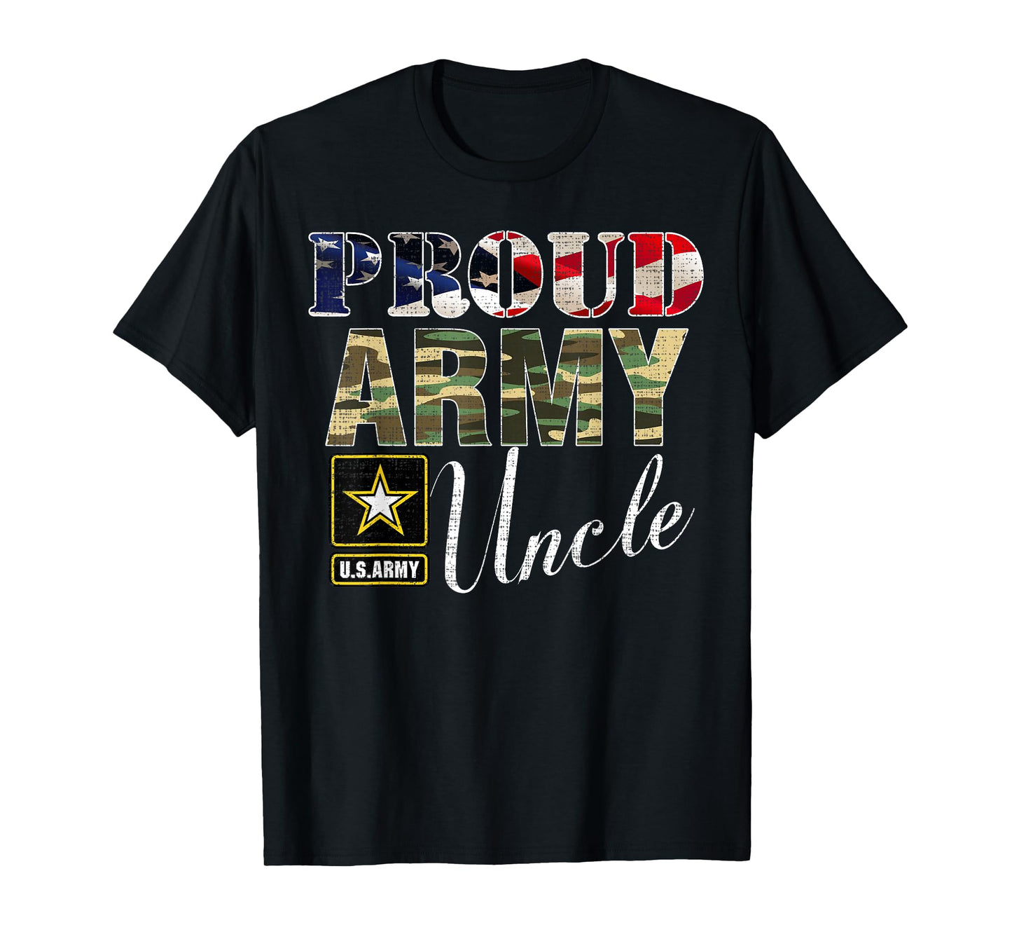 Proud Army Uncle With American Flag Gift For Veteran Day T-Shirt