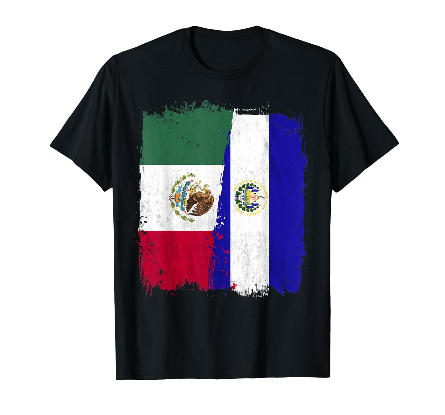 Mexican El Salvador Flag Half Mexican El Salvadoria Flag T-Shirt