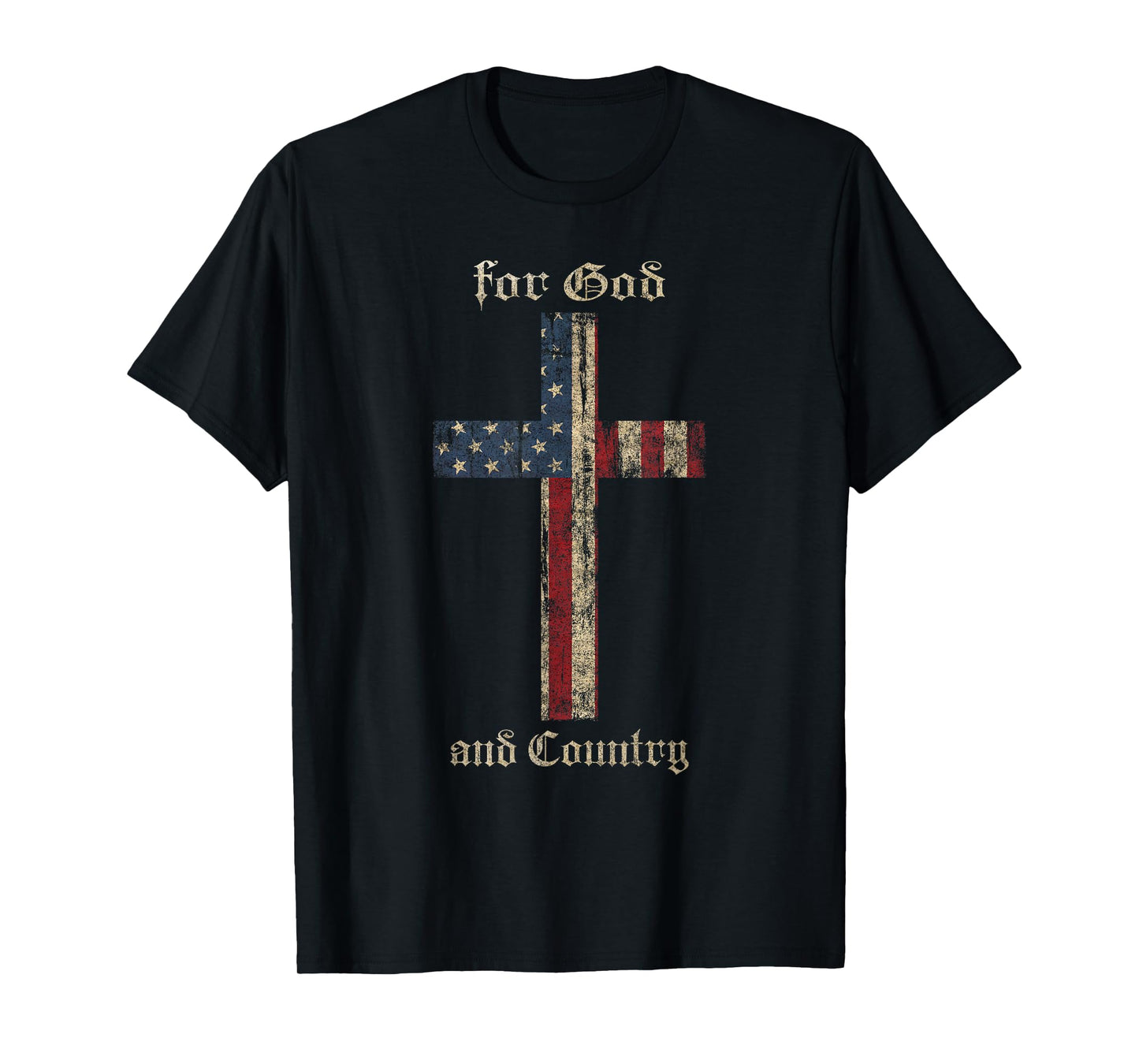 for God and Country Cross American Flag Faith US Patriotic T-Shirt