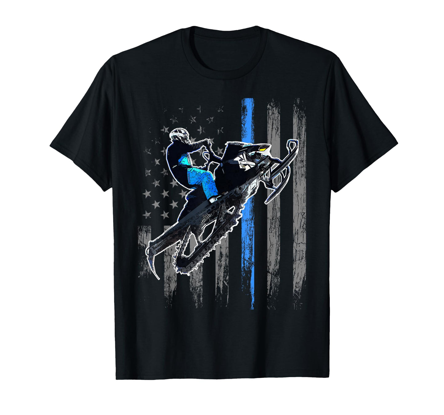American Flag Snowmobile Men Snowmobile Riding Gift T-Shirt