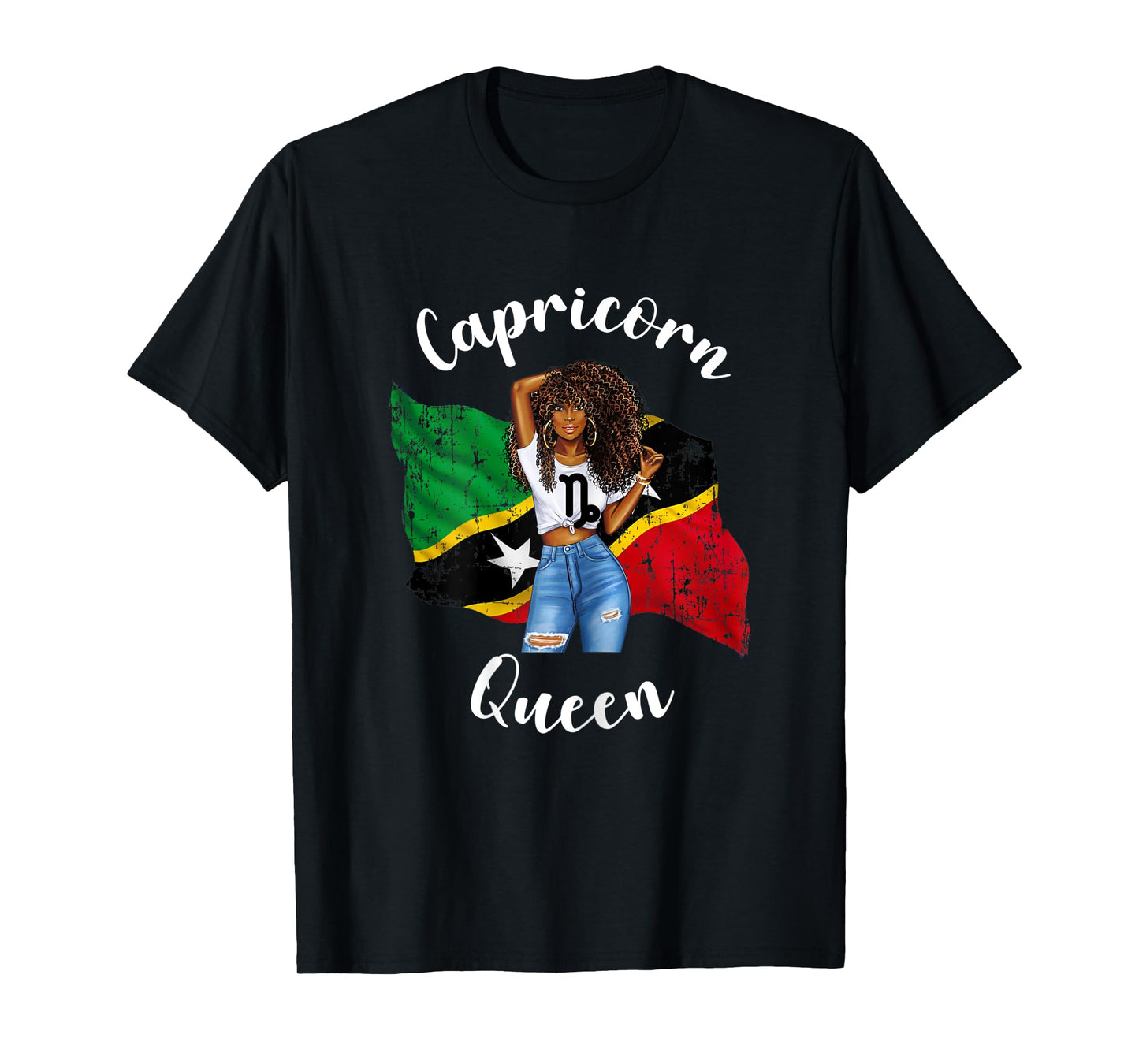 Womens St Kitts Queen Capricorn Birthday Zodiac Astrology January T-Shirt