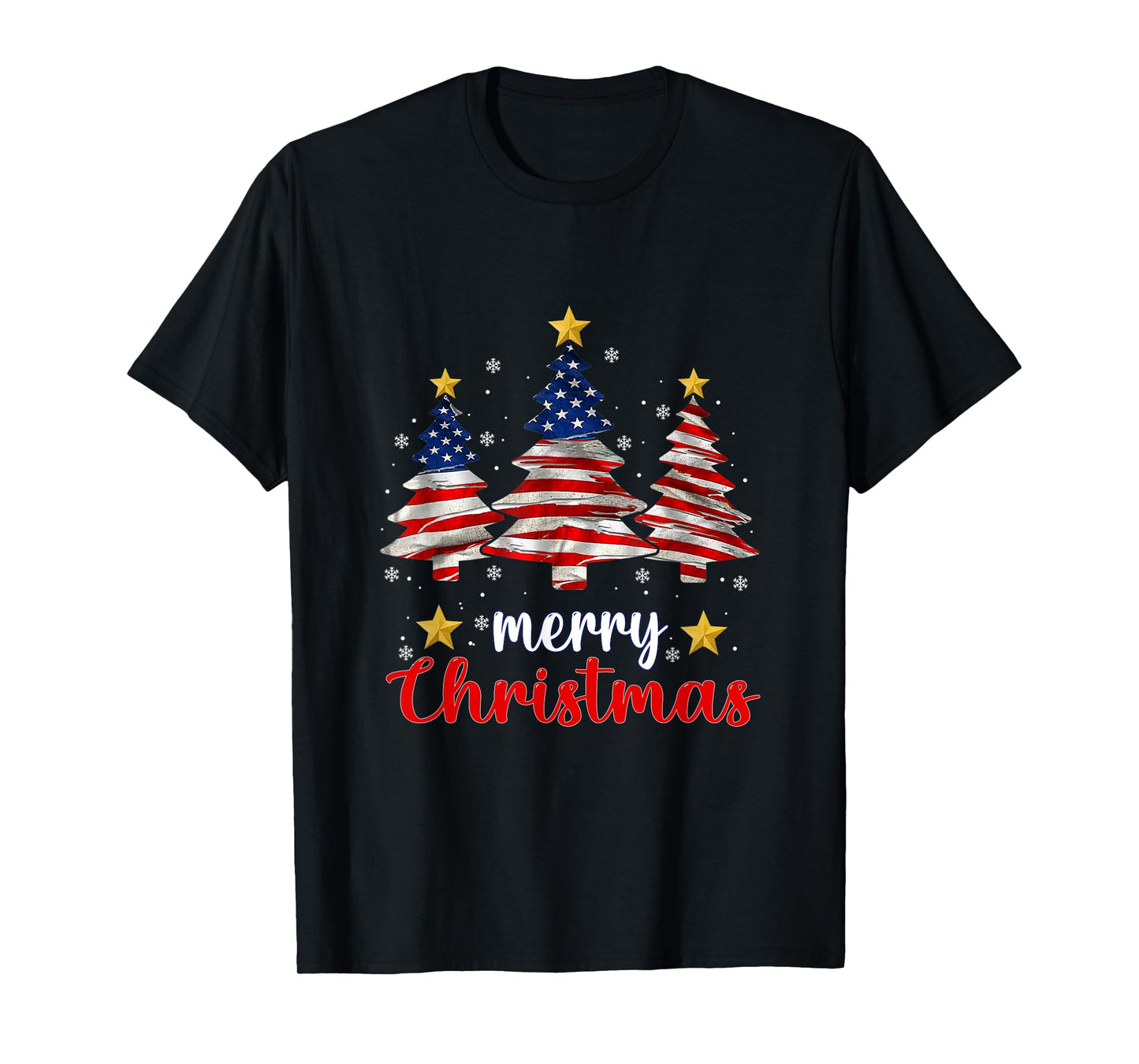 Merry Christmas Tree American Flag Funny US Flag Xmas Pajama T-Shirt