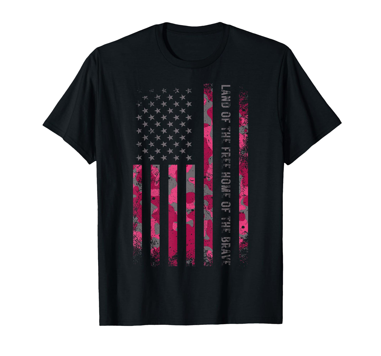 Pink Camo USA Flag Military Camouflage Distressed Grunge Tee T-Shirt