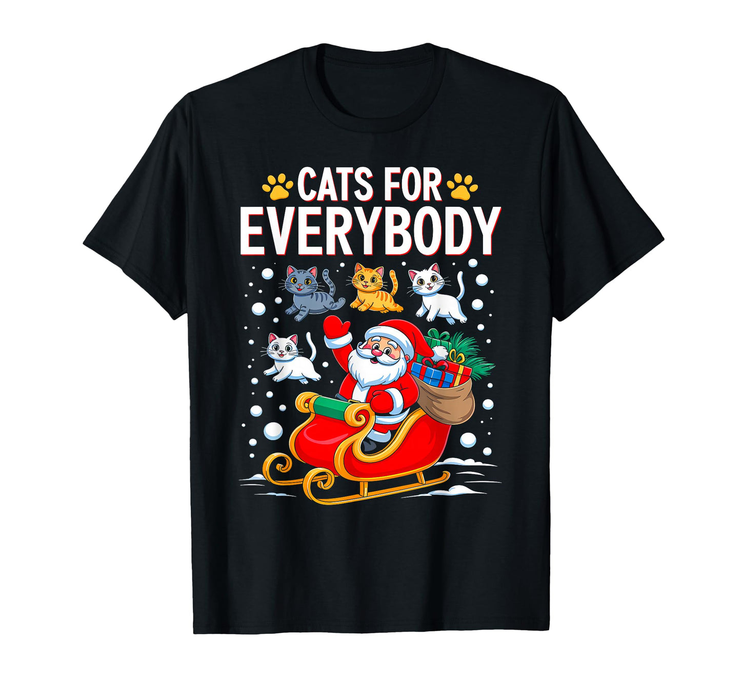Funny Christmas Cat Santa Xmas Pajamas Cats for Everybody T-Shirt