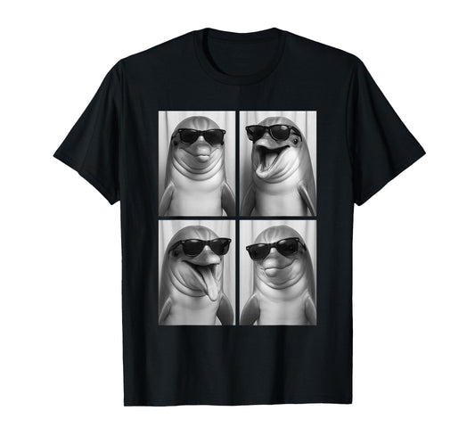 Cool Dolphins Sunglasses Ocean Animal Selfie Booth T-Shirt